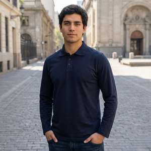 T-World - Polera Polo Dryfresh Hombre Manga Larga Secado Rápido Azul