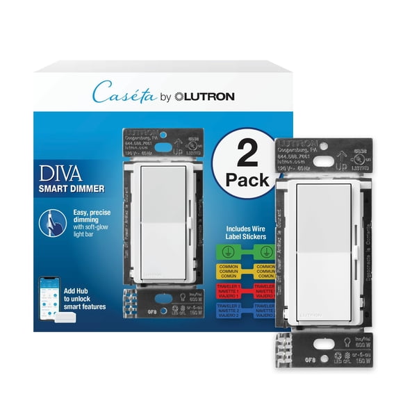 Interruptor de intensidad inteligente Lutron Diva para iluminación Caseta, 150 W
