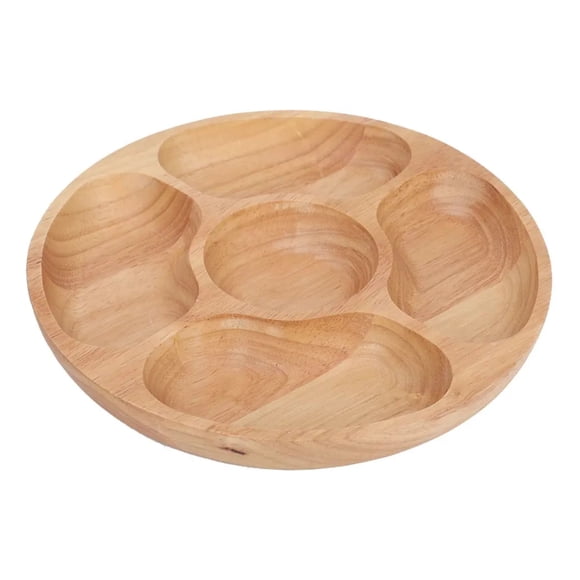 Tabla Picoteo Madera Redonda 5 Divisiones 25cm
