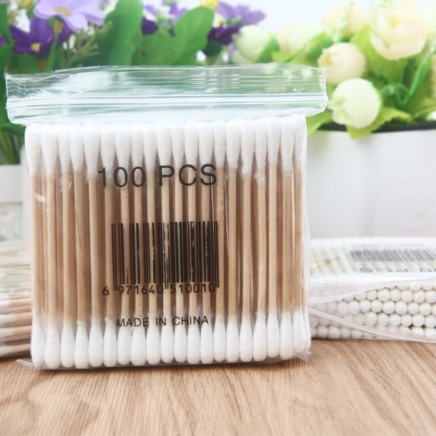30/100Pcs Double Head Wood Cotton Swab Women Makeup Lipstick Cotton Buds Tip Sticks Nose Ear Cleaning Health Care Tools