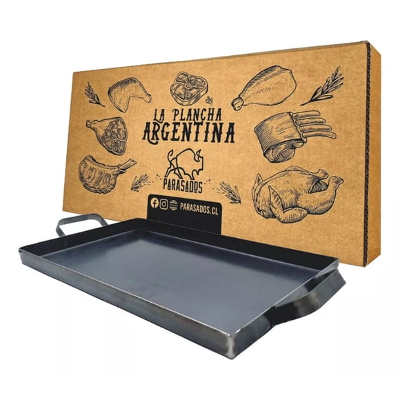 Plancha Churrasquera Argentina de Acero al Carbono para Parrilla, Asado y Cocina - Negro