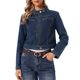 thumbnail image 1 of INSPIRA CHIC Chaquetas de Jean para Mujeres con Cremallera Cuello Alto Manga Larga Chaqueta de Mezclilla de Motocicleta M Azul Retro, 1 of 6