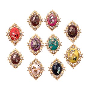 Bothyi - 10 Botones De Abalorios De Adorno De Reverso Plano Para Accesorios Para El Cabello Para Álbumes De Recortes Diy