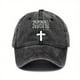 thumbnail image 3 of Vintage Baseball Cap - Cross Print Sunscreen Sports Hat - Washed Distressed Dad Hat, 3 of 5