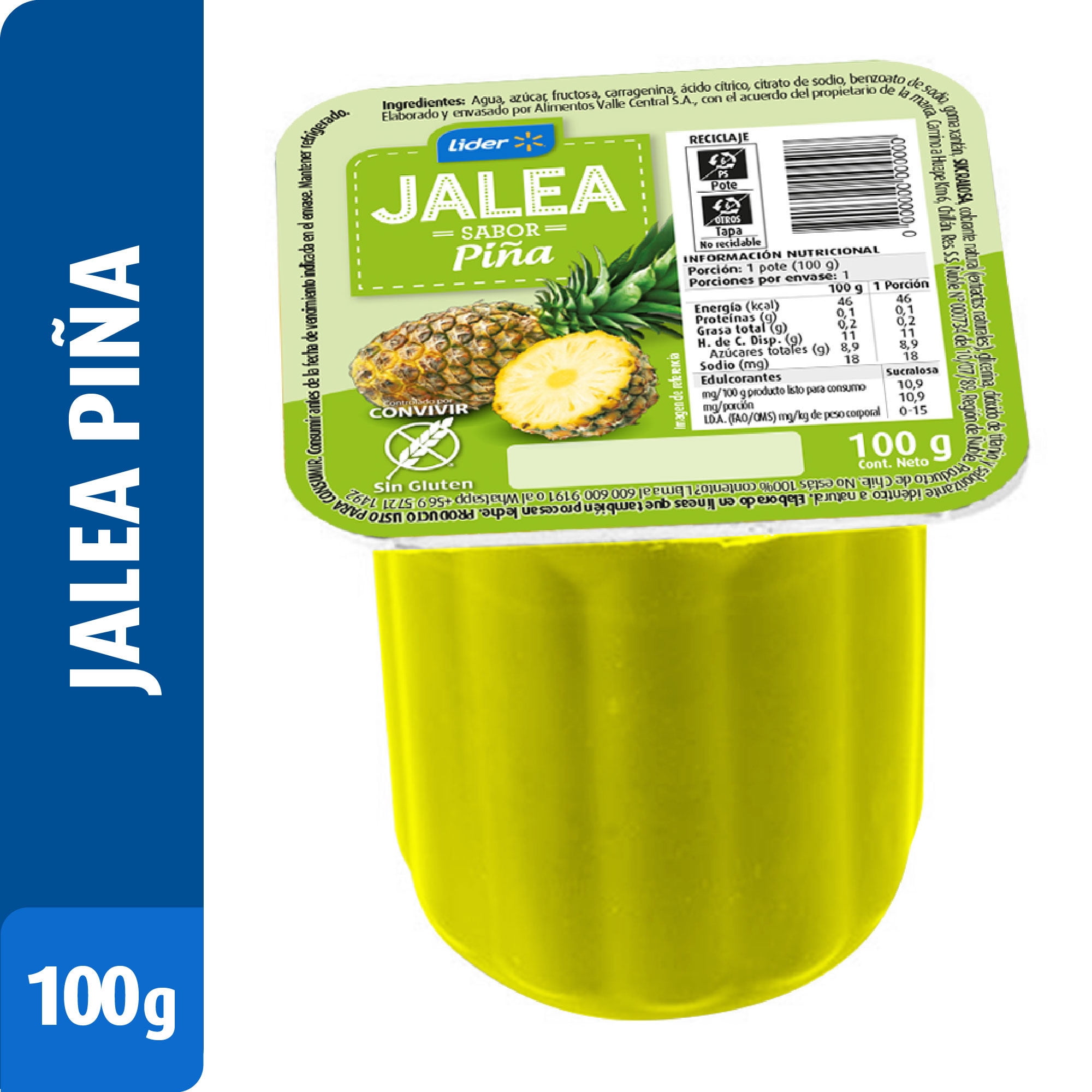 Jalea Sabor Piña Postre Tradicional 100 g Lider