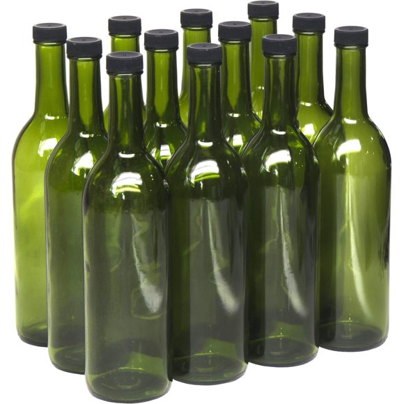 Botella North Mountain Supply de vidrio verde champán para vino 750 ml, juego de 12