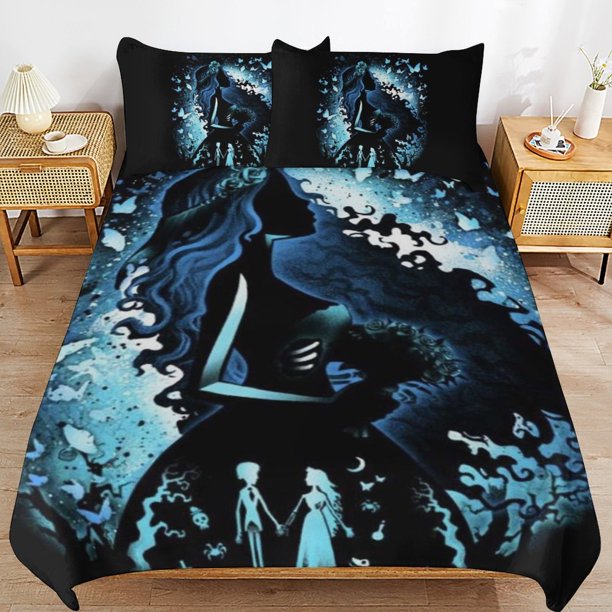 Corpse Bride Duvet Cover Set 3 Piece Bedding Set Double Sided Printing Decorative Comforter Cover Set