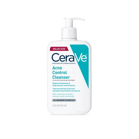 Cerave Limpiador Facial Para El Acné Limpiador Para El Acné Con Ácido Salicílico Y Arcilla Purificante Para Piel Grasa, 16 Fl Oz