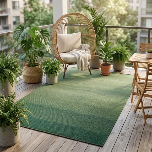 Alfombra FAB HAB 183 cm × 274 cm Verde Impermeable para Exterior