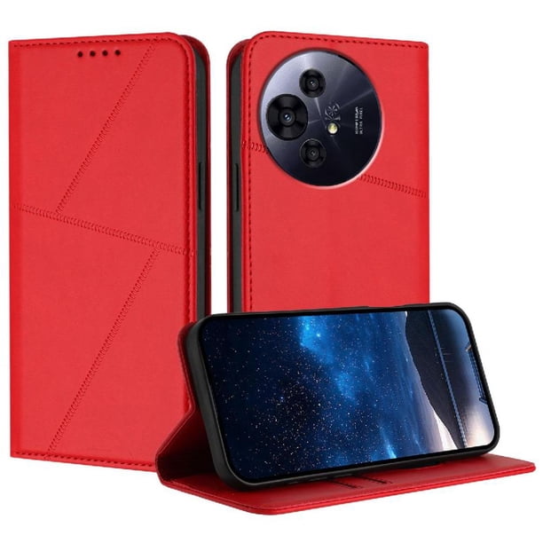 Funda Cartera Magnética para TCL 50 NxtPaper 5G Protección Antichoque con Ranuras Rojo