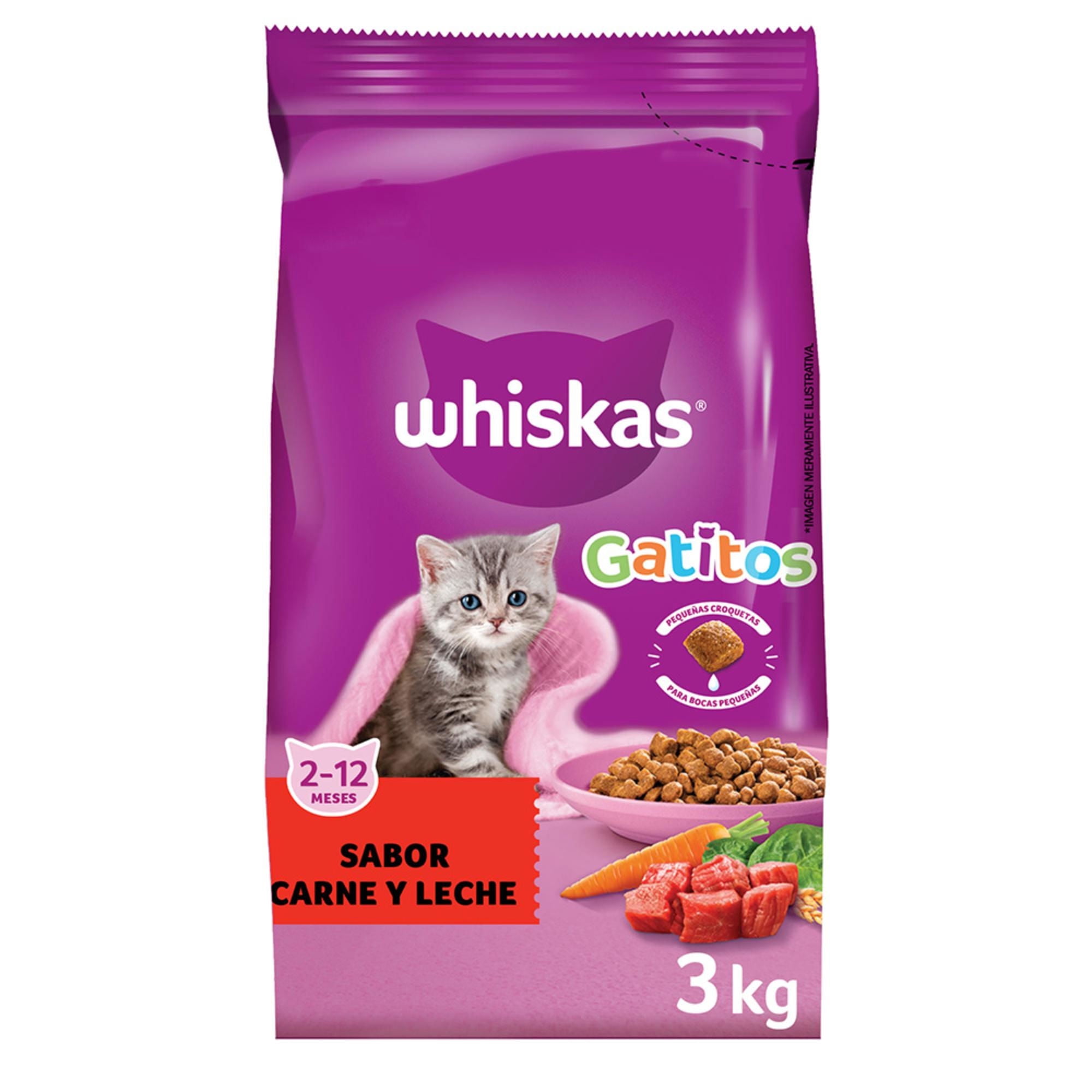 Alimento Seco Gatito Sabor Carne Y Leche Bolsa 3 kg Whiskas