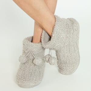 Bbz Barbizon - Pantufla De Mujer Bota Home Gris Claro