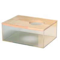 Magideal - Baño Para Hámster Contenedor De Baño De Arena Transparente Caja Acrílica Pequeña Bañera Con Tapa De Madera Fácil De Limpiar Adecuado Para Mascotas Pequeñas Jerbos Ratones Rectángulo S