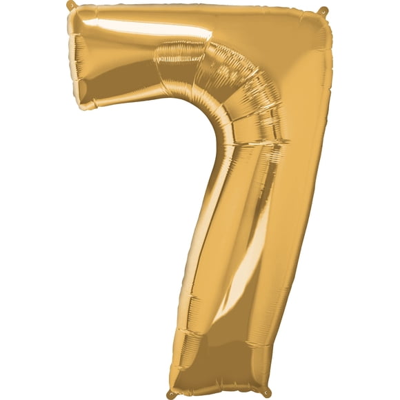 Globo Qualatex Número Siete Metálico Dorado 86 cm