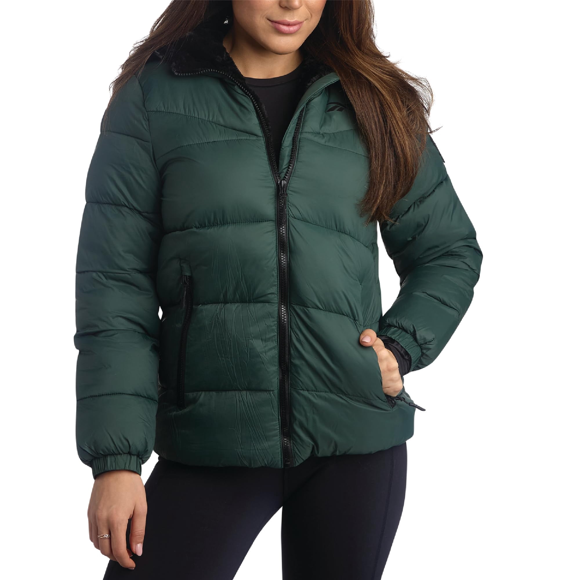Chaqueta Reebok Puffer Heavyweight Para Mujer, Acolchada, Color Verde