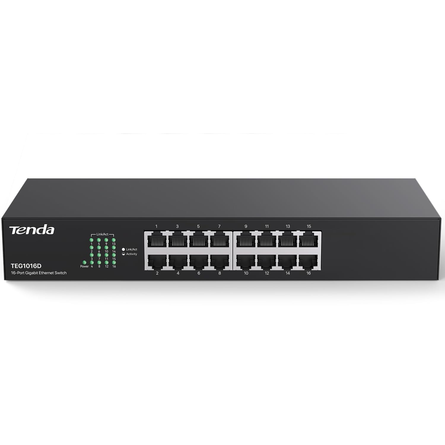 Tenda - Conmutador Gigabit Teg1016d Ethernet De 16 Puertos Para Montaje En Rack