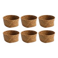 Magideal - Cesta De Almacenamiento Tejida, Contenedor De Joyas, Decoración Del Hogar Hecha A Mano, Adorno Portátil, Contenedores De Almacenamiento Decorativos, C 6 Piezas S