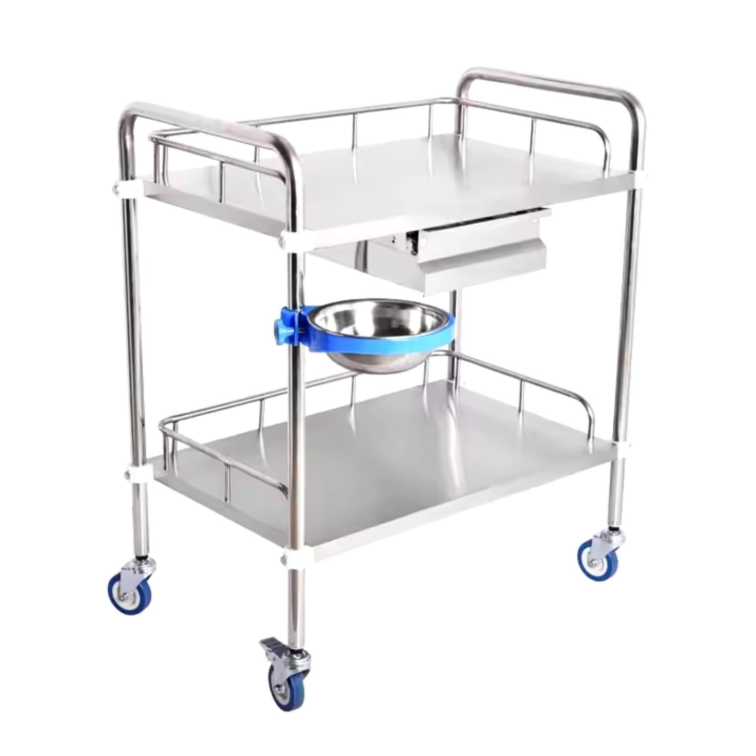 Glomed - Carro Curación Acero Inox Un Cajón Premium 75x40x50 Cm