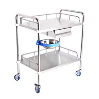 Glomed - Carro Curación Clínico Un Cajon Acero Inox. Premium