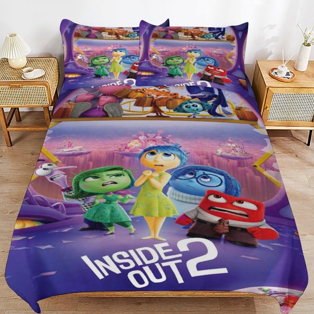 x171 Inside Out 2 Bed Duvet Cover Microfiber Bedding Sets 3D Printed Lightweight 3 Piece Comforter Sets, 1 Duvet Cover And 2 Pillow Shams for Kids Boys Girls 79"x90" jn171