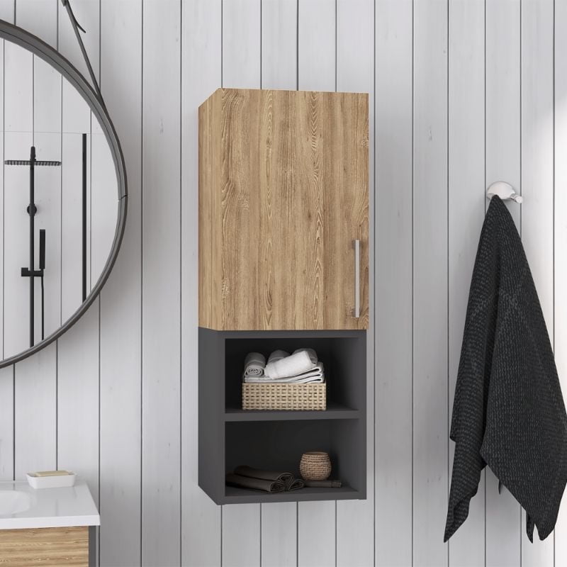 Tuhome - Botiquín Auxiliar De Baño Madrid Miel - Plomo