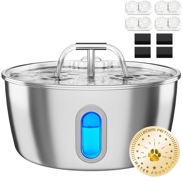 Fuente de agua DIANU Cat de acero inoxidable de 3,2 litros con 4 filtros