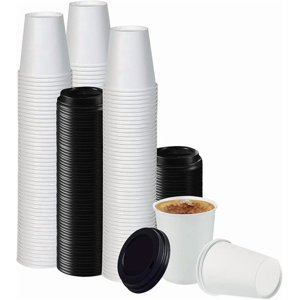 Genérica - Pack 50 Vasos Polipapel 8Oz + 50 Tapas Vaso Café Desechable