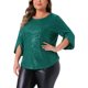 thumbnail image 4 of Agnes Orinda Conjuntos de Halloween para Mujeres Tallas Grandes Tops de Escuela Universitaria Brillantes Manga 3/4 con Abertura Cuello Redondo Brillo Destello Lentejuelas Blusa de Fiesta 2025 2X Verde, 4 of 6