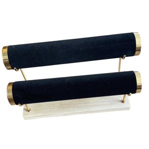 Ioensy - Soporte De Exhibición De Pulsera De 2 Niveles Para Relojes Mostrador De Joyería Terciopelo Negro
