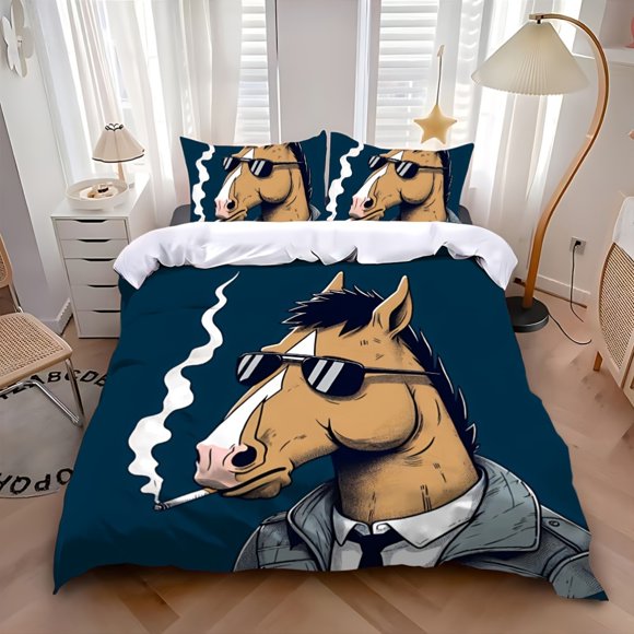3pcs Funny B-BoJackS H-Horseman Cartoon Hot Printed Pattern Bedding Set