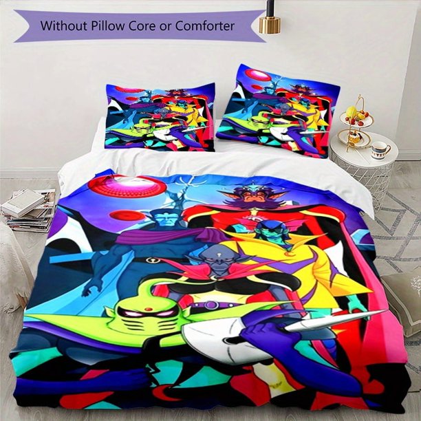 UFO Robot Grendizer-Inspired 3pcs Bedding Set - Includes 1 Cover & 2 Pillowcases, Breathable Polyester, Machine Washable - Perfect for All Seasons S1167, Allseason Comfort|Playful Design|Zippered Clos