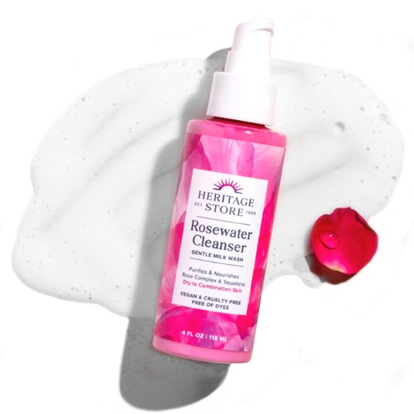 Limpiador facial HERITAGE STORE Rosewater con escualano 120 ml Vegan