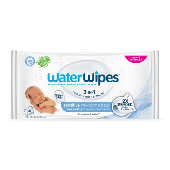 Toallitas Húmedas WaterWipes Sensitive+ para Recién Nacidos 60 Unidades