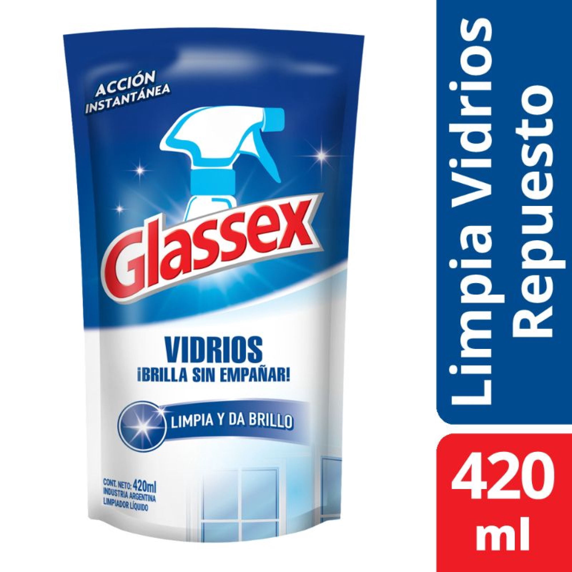 Limpia Vidrios Líquido Doypack 420 ml Glassex