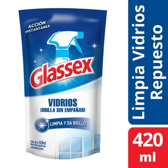 Limpia Vidrios Líquido Doypack 420 ml Glassex
