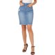 thumbnail image 1 of INSPIRE CHIC Falda de Mezclilla para Mujer Cintura Alta Dobladillo Desgastado Falda Corta de Jean Dañada Azul Cielo M, 1 of 7