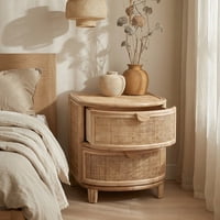 Santú Home & Deco - Velador Mesa De Noche Rattan Cajones Estilo Mimbre