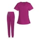 thumbnail image 2 of Conjunto Médico Femenino Enfermera Con Escote En V Lavable A Máquina Traje De Manga Corta M Rose Red, 2 of 3
