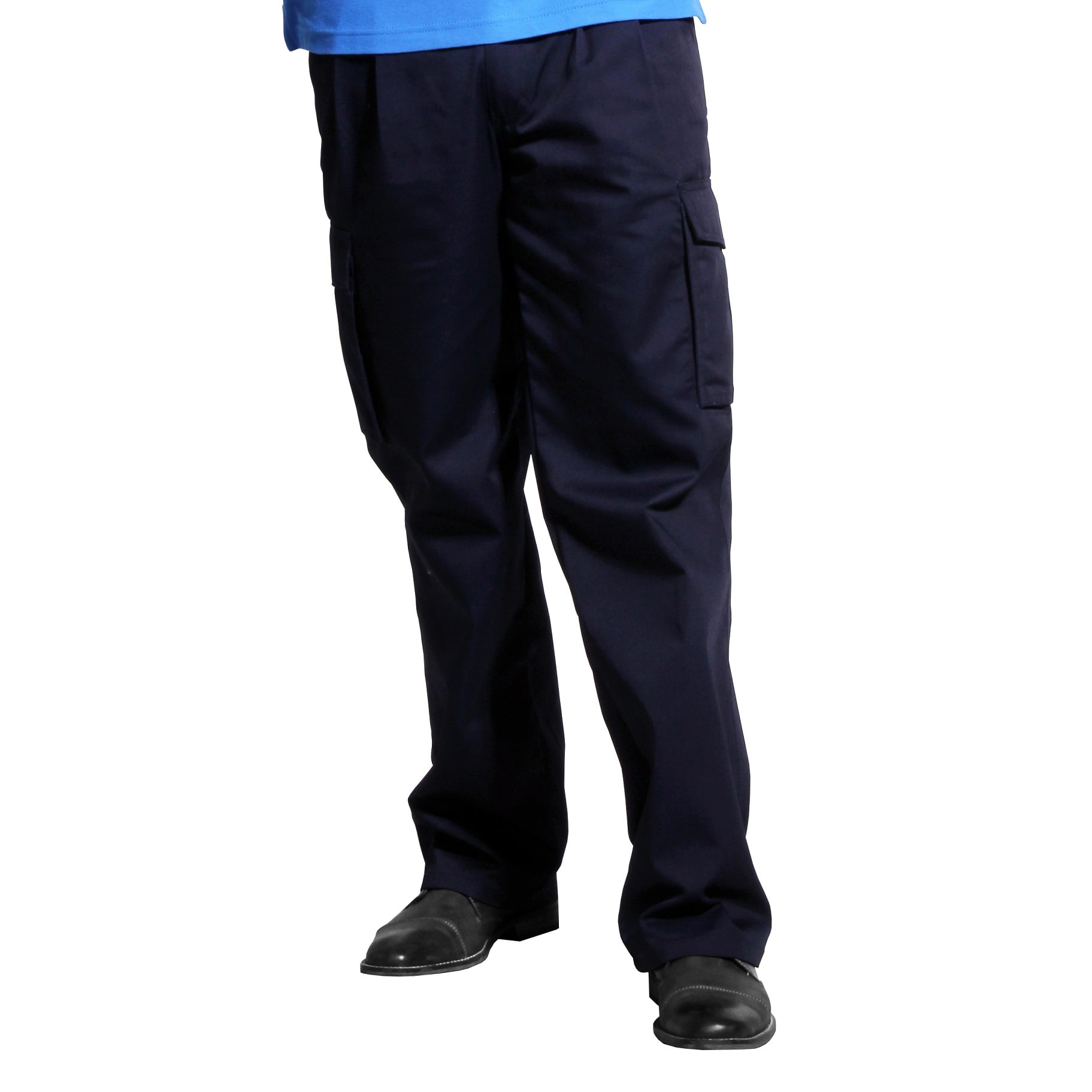 90 Grados - Pantalón Cargo Hombre Gabardina Pinzado Azul Marino