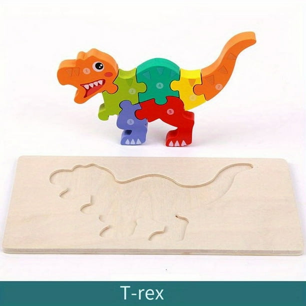 Children's 3d Wooden Three-dimensional Puzzle Building Blocks Baby Puzzle Early Education Intelligence Wooden Dinosaur Toys For Baby Birthday Gift Children's Day Gift