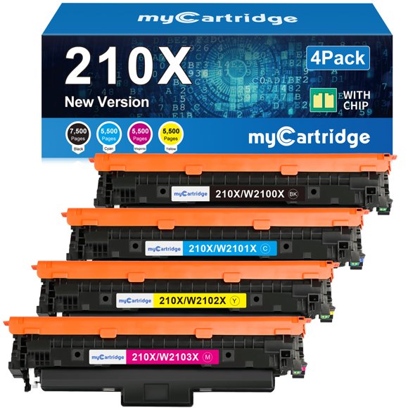 Cartuchos de tóner MyCartridge 210X de alto rendimiento, paquete de 4 unidades para HP