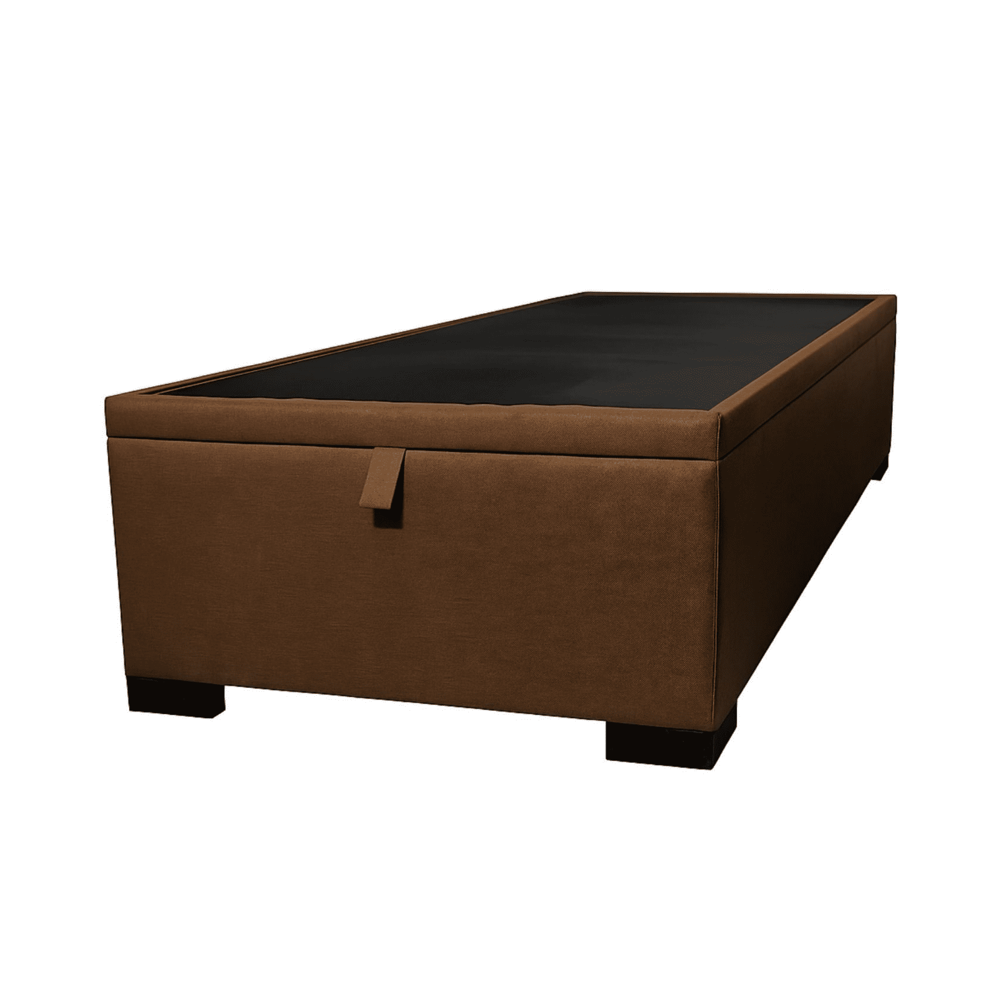 Mueblart - Base De Cama Baúl 1,5 Plazas Felpa Negro Con Mecanismo