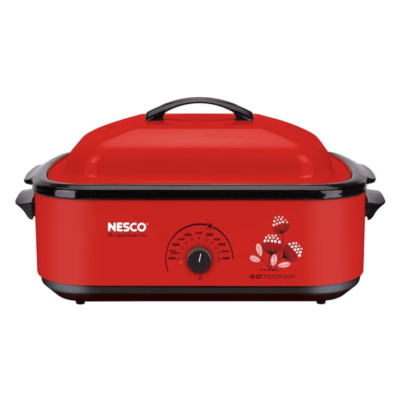 Horno tostador NESCO Classic con olla de porcelana, 18 cuartos de galón, rojo