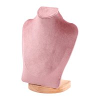 Ioensy - Busto De Exhibición De Collares Con Cadena, Soporte De Maniquí Para Mostrador De Casa, Tienda, 23 Cm, Terciopelo Rosa