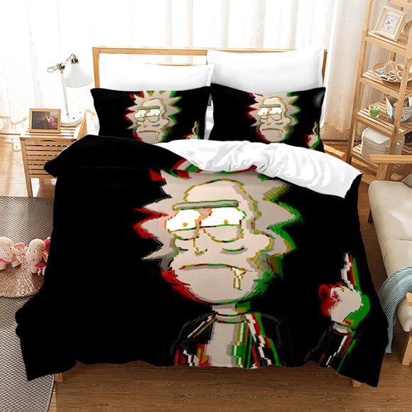 Rick and Morty Duvet Quilt Cover Bedding Set Pillowcase Included 3-Piece Bedding Set (1 Duvet Cover + 2 Pillow Shams)