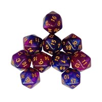 Bothyi - Dados Poliédricos D20 Para Juegos De Rol Ktv, Juego De Mesa, Azul Y Morado, 10 Uds.