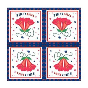 Genérico - Set 16 Servilletas De Copihue Chile 33X33Cm Fiestas Patrias