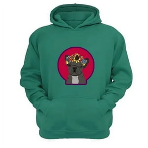 Genérico - Polerón Canguro Pug Corona Verde Aguamarina Talla Xs Unisex