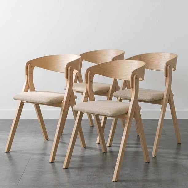 Pack 4 Sillas Comedor Madera Tapiz Chenilla Margot Venhoouse Natural
