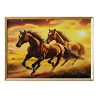 Genérico - Cuadro Decorativo Escena Caballos Marco Adorno Hogar Jhn